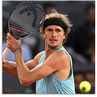 Alexander Zverev Poster eines professionellen Tennisspielers (4) Leinwandbild Poster Wandkunst dekoratives Bild Drucke modernes Dekor 50 x 50 cm