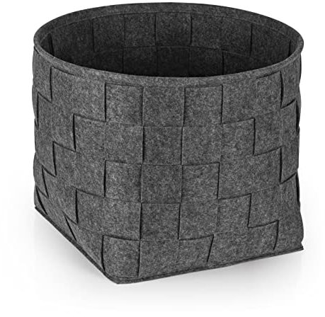 N8WERK Filz-Aufbewahrungskorb 40x40x40cm | Ideal zur Aufbewahrung von Kaminholz & Zeitschriften | Strapazierfähig & vielseitig | Faltbarer Aufbewahrungskorb passend für Regale [Dunkelgrau]