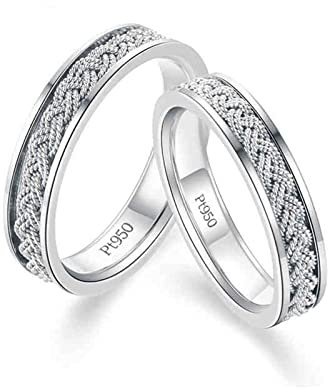 KnSam Echter Schmuck Trauringe 950 Platin, Pärchen Ringe Kreuz Deisgn Trauringe