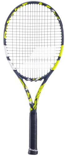 Babolat - Racchetta da tennis per adulti Boost Aero - Racchetta leggera per uomo o donna - Corde e telaio in grafite per facilità e potenza durante il gioco - Taglia 2 - Colore: grigio/giallo