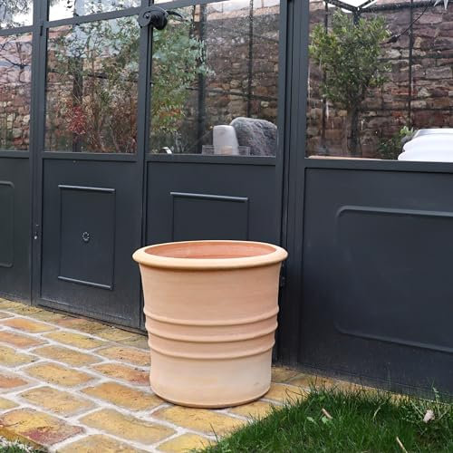 Palatina Werkstatt Terracotta Blumentopf Aster 35cm - 100% in Handarbeit gefertigter Terracotta Pflanzkübel für den Innen- & Außenbereich – Mediterranes Flair für Zuhause