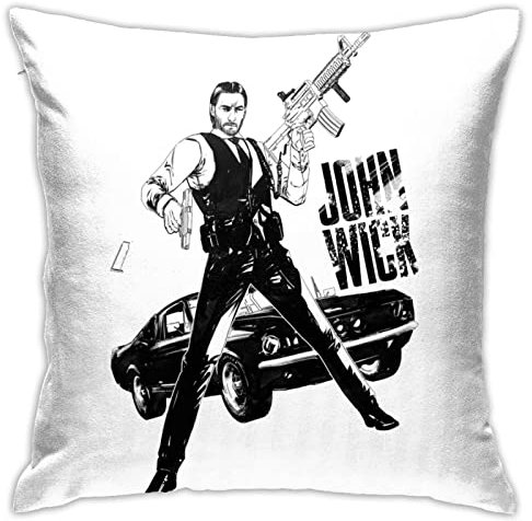 John Throw Wick Kissenbezüge 45,7 x 45,7 cm Kissenbezug, quadratischer Kissenbezug, Kissenbezüge für Sofa, Couch, Bett, Stuhl, Bauernhaus, dekorative Kissen