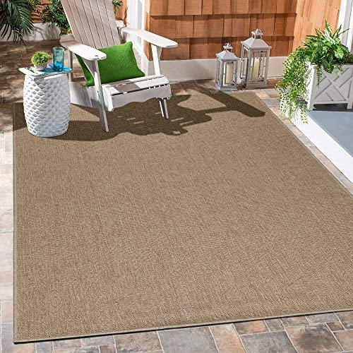 Carpetsale24 In & Outdoor Teppich 200x290 cm – Flachgewebe Teppich für Balkon, Wohnzimmer & Garten – Pflegeleicht, Wetterfest & Modern in Jute-Optik