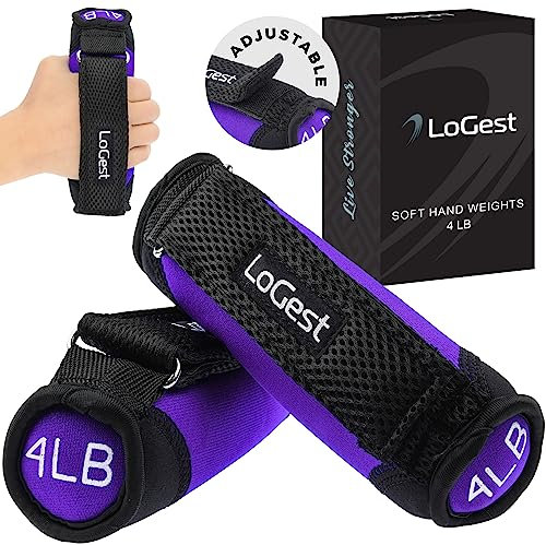 LoGest Weiche Handgewichte, verstellbare Gurte – erhältlich in 0,5 kg Gewichten oder 0,9 kg oder 1,4 kg 1,8 kg – bequeme und sichere gewichtete Neopren-Hanteln mit Riemen für Walking, Laufen, Cardio,