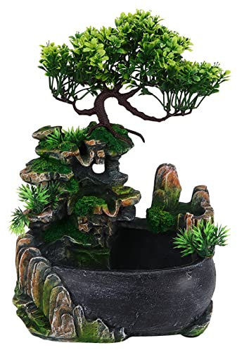 lyrlody Fuente de mesa de jardín de roca, cascada Zen de meditación para interiores con bomba automática, para decoración de escritorio en casa, oficina, dormitorio (UE 220 V)