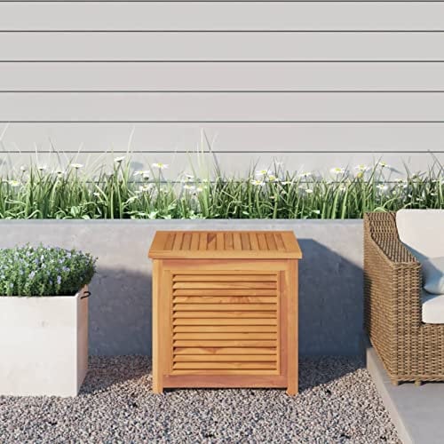 BULANED Gartenbox mit Beutel, Kissenbox Outdoor WassBerdicht, Auflagenbox, Aufbewahrungsbox, Terrassenschrank, Gartentruhe, Gartenkiste, Garten Aufbewahrung, 60x50x58 cm Massivholz Teak
