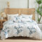 Freyamy Bettwäsche 220x240cm 3teilig Weiß Blau Blumen Rüschen Wendebettwäsche Microfaser Weiche Bettwaren-Sets Romantisch Mädchen Bettbezug mit Reißverschluss und 2 Kissenbezug 80x80cm