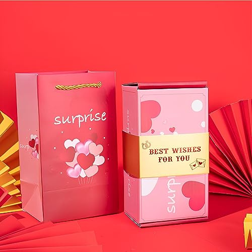 Geschenkbox Geschenke für Frauen Überraschungsbox Geburtstagsgeschenk für Frauen DIY Geschenkbox Kreative Explosionsbox Romantik Surprise Gift Box Geschenkideen (Rosa-A)