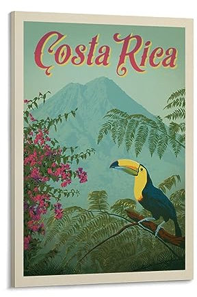 Retro World Travel Poster Costa Rica Wandkunst Poster Scroll Leinwand Gemälde Bild Wohnzimmer Dekor Zuhause 40 x 60 cm