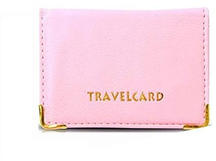 FATASH Porte-cartes de voyage en cuir synthétique avec 4 poches, compact et fin unisexe avec blocage RFID pour hommes, femmes et enfants, rose bébé, Décontracté