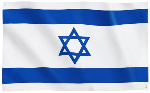 Runesol Bandiera Israele, 3x5ft, Bandiera Israeliana Bianca e Blu con Stella di Davide Ebraica, Bandiera Nazionale Esagrammata da Appendere, Giornata dell'Indipendenza, Yom Ha'atzmaut