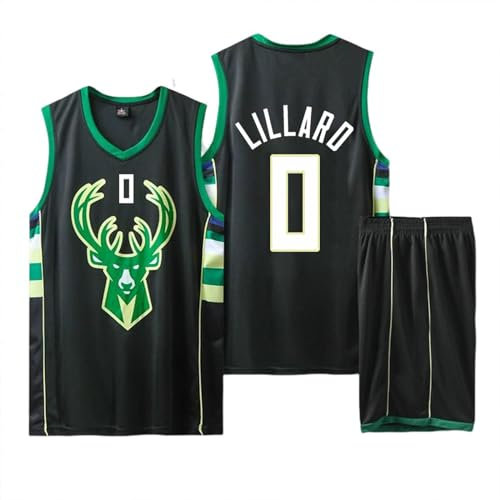 Basketball Trikot Set für Kinder/Erwachsene - Shirt und Shorts, Ärmelloses Jersey, 2-Teiliger Anzug, T-Shirt Weste + Shorts Grün M