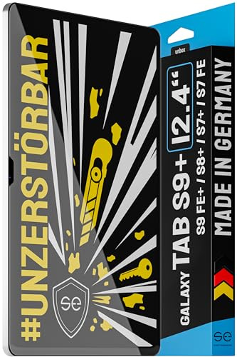 se GLASFOLIE für Samsung Galaxy Tab S9+/ Tab S9 FE+/ Tab S8+/ Tab S7+/ S7 FE (12,4), unzerstörbare Panzer Schutz Glas Folie, 9H mit Anti-Shock, innovative Montage, ultraklar, Made in Germany