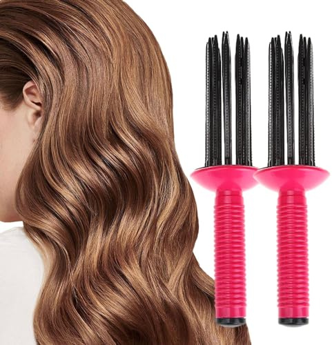 Kidmis Curling Roll Comb, Lockenwickler Kämme Für Haar, Hair Rollers Curling Brush, Hair Curler Rolls Lockenkamm, Curling Roll Comb Round Brush (2)