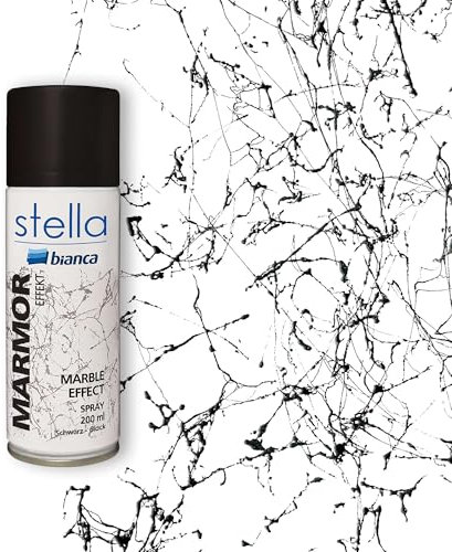 Bianca Stella Marmoreffekt-Sprühfarbe Schwarz - 200ml - Non Toxic, Wasserbasiert Marmoroptik Sprayfarbe für Küchenarbeitsplatten & Badezimmeroberflächen