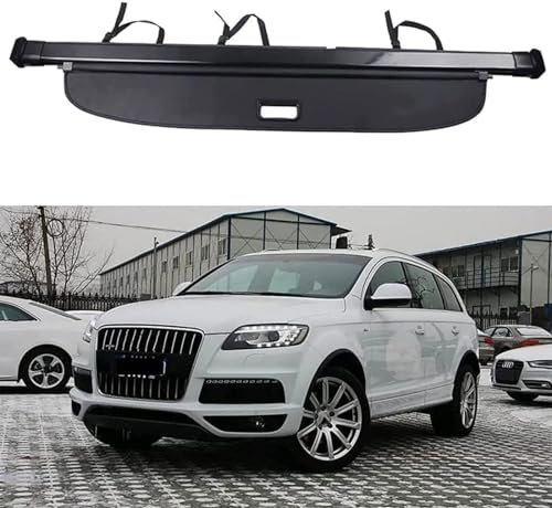 YPJHMXQXQ Einziehbar Kofferraumabdeckung Laderaumabdeckung Cargo Cover Rollo für A-UDI Q7 2007 2008 2009 2010 2011 2012 2013 2014 2015, Shielding Security Trennwand Aufbewahrung Schutz ZubehöR