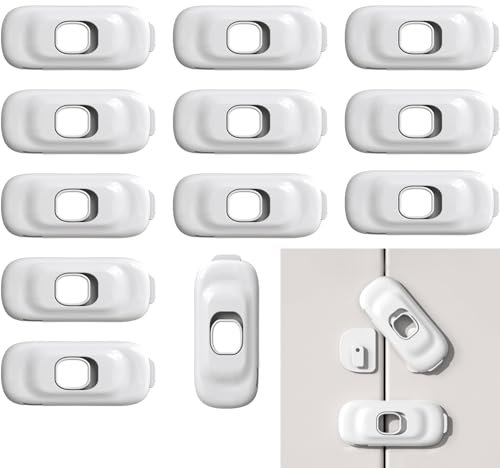 Jumuao 12 Stück Kindersicherung Schrank Schubladen,Kinder-Sicherheitsschlösser,Baby Sicherheit Kühlschrank Schloss,Kindersicherung Türriegel,Ideal für Kühlschränke, Schränke, Schubladen, Schränke