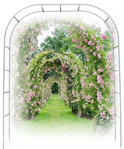 Rosenbogen Edelstahl Metall, Rosenbogen 150cm 180cm 200cm 220cm 240cm 300cm Breit, Garten Rankhilfen Rosenbogen für Kletterpflanzen, Wedding Decoration(25mm with Base,W 2.0M x H 2.4 M)