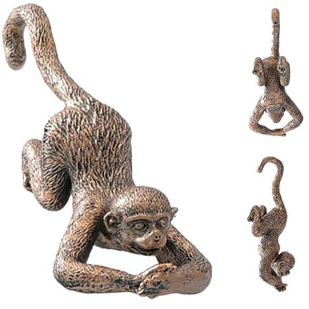 Affen-Blumentopf-Dekorationen – niedliche Affenfiguren, Tierstatue, Affen-Blumentopf, Kunstharz, 3D-Bastelfiguren – Affenstatue für Blumentopf, Zaun (13,3 x 5,8 x 5 cm)