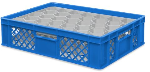 BRB Gläserkiste 600x400 mm für 15, 24, 33 oder 40 Gläser, farbig (Blau, für 33 Gläser Ø 75 mm, Glashöhe max 122 mm)
