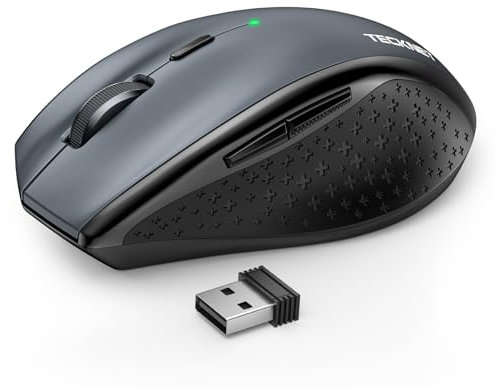TECKNET Bluetooth Mouse, 2.4GHz Wireless Mouse with Tri-Mode (BT 5.0/3.0+2.4G), 4800DPI Full Size Cordless Mouse for Laptop, PC, Windows, MacOS, Linux