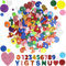 390 Stück Glitter Schaumstoff Aufkleber, Selbstklebendes Glitzer Schaumstoffs Stickers, Buchstaben Moosgummi/Zahlen Aufkleber, Bunte Herz/Rund Schaumstoff Sticker für Kinder Basteln, Heimdekoration