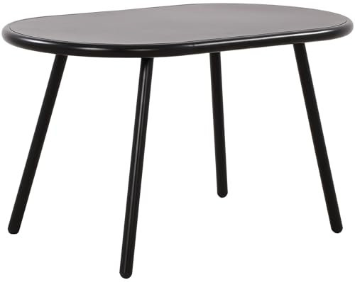 CLP Couchtisch Velva I Ovaler Loungetisch für draußen und drinnen I Gartentisch wetterfest und UV-beständig I Outdoor Beistelltisch, Farbe:schwarz