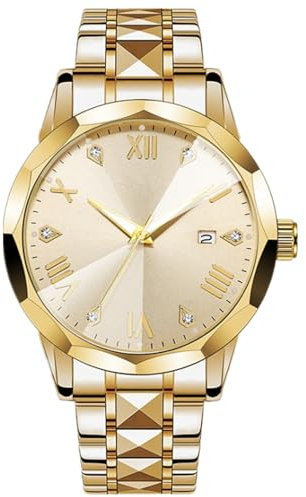 JOATVEE Herrenuhr aus Edelstahl Uhren Leuchtend Herrenuhr Wasserdicht mit Datum Diamant Luxus Quarz Analog Business Uhr als lässiges Geschenk