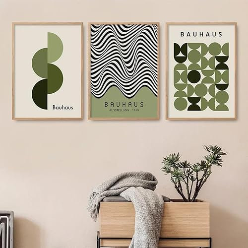 Abstrakte Bauhaus Grüne Wand Kunst Poster Leinwand Malerei Drucke Bilder Moderne Wohnzimmer Schlafzimmer Innen Wohnkultur 50Cmx70Cmx3Pcs Kein Rahmen