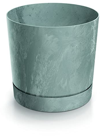 DIKEL Pot de fleurs diamètre 12 cm, hauteur 12 cm, cache-pot aspect béton, en plastique durable, résistant aux intempéries et aux UV, pots de fleurs pour un design élégant de jardin et de pièce, béton