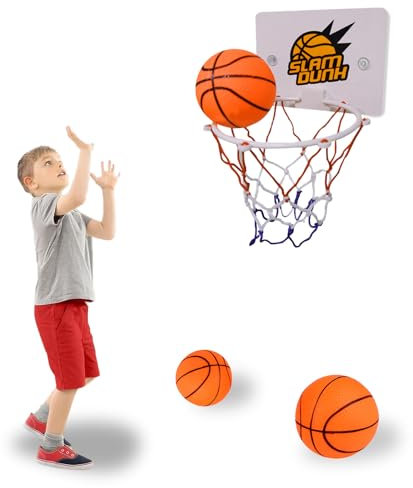 Mini Basketball Hoop for Door, Mini Basketball Set Includes Indoor Basketball Hoop Sucker 2 Small Basketball and Pump Mini Basketball Hoop for Kids Desktop Bathroom Game Favors, Indoor Sport Games