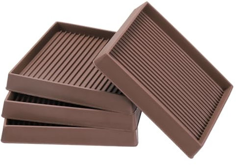 PATIKIL 4 Inch Rubber Furniture Pads, 4 Pack Non-Slip Furniture Coasters Square Anti Skid Caster Cups Furniture Feet Cup Floor Protectors for Bed Couch Stoppers, Brown