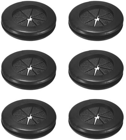 M METERXITY 6-Pack Passe-Câbles En Caoutchouc Pour Câblage 30mm Passe-Câble De Bureau De Bureau Pour Câbles/Fils Protection De Passage [Noir, Forme De Pétale]