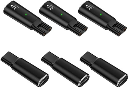 6 Artikel Kompatibel mit Oneblade Ladekabel 15v Kompatibel mit Philips Hq8505 Rasierer-Ladegerät Rasierer-Netzteil Usb C Ladegerät Adapter Ladekonverter für Norelco Serie 3000 5000 7000 9000 (Schwarz)