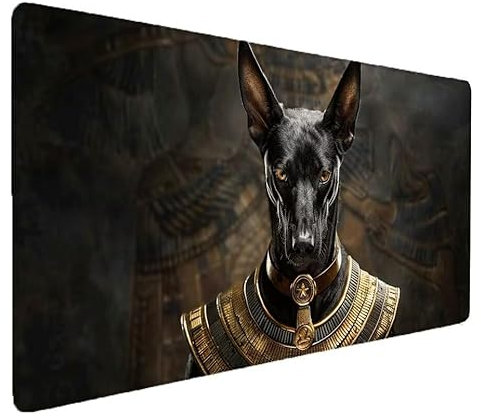 Tapis de Souris Noir, Anubis Tapis de Souris Gamer XXL 1500x800x3mm Étanche Antidérapante Mouse Pad avec Coutures sur Les Bords - sous Main Bureau - Accessoire Bureau, pour Gamer, PC, Portable C-1