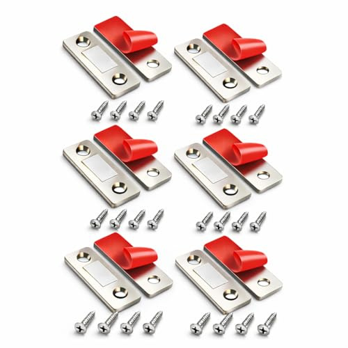 GAEVAZ® Cierre Magnético para Puertas de Armario (Pack 6) – Imanes Potentes para Muebles, Cocina y Cajones – Pestillo Magnético Resistente Fácil Instalación (Plata, Pack 6 (1,5x4cm))