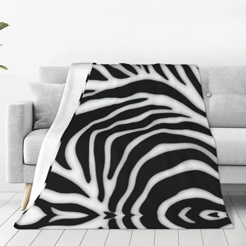 Coperta con motivo zebrato, calda, ultra morbida, in micro pile per letto, divano, soggiorno