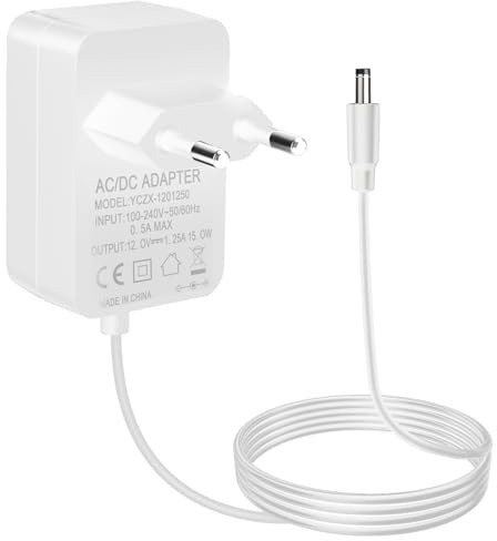 Ladegerät Adapter 15W 12V 1,25 A Netzteil für Echo Dot (3./4./5Gen) Netzadapter(Weiß)