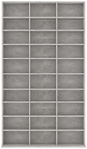 ACAGALA CD DVD Blueray Regal, CD-Ständer mit 24 Fächern, Bücherschrank Betongrau102 x 16 x 177,5 cm, Bücherregal Wand für Sammlungen und Vitrine