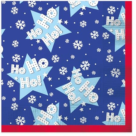 Tallon Party Pack of 16 Christmas Paper Napkins – Ho Ho Ho Design – Disposable Festive Serviettes for Parties, Buffets & Kids Christmas Celebrations