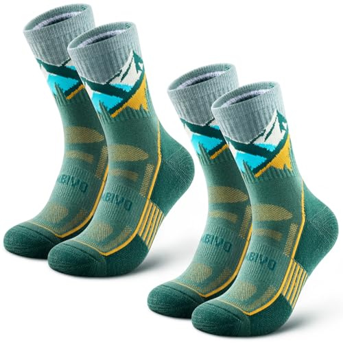 CAMBIVO Calcetines Antiampollas Senderismo Hombre Mujer, Merino Lana Calcetines Trekking, Transpirables Acolchado y Sin Costuras, Medias Deporte, para Trail Running, Ciclismo, Ski, Moda, 2 Pares