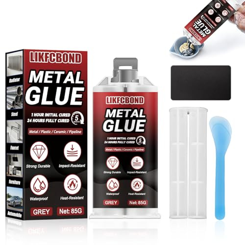 LIKFCBOND Colla per Metallo Extra Forte, 85g Pasta per Saldatura a Freddo a Base di Metallo Liquido, Resistente al Calore e Impermeabile, Colla Metalli per Saldare Riparare Metallo, Alluminio