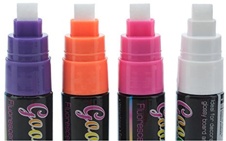Combi LED Schreibstifte NeoChalk Satz von 8 Marker (4 x 6 mm + 4 X 10 mm) inkl. (1) - Combi LED writing pens NeoChalk set of 8 markers (4 X 6mm + 4 X 10mm) VAT incl. (1)