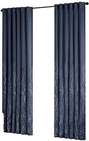 Madison Park Embroidered Faux Silk Window Curtains, 1-Panel, 50x84 Navy