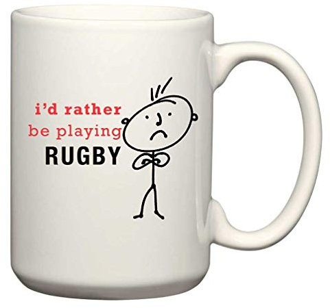 Herren I 'd Rather Be Playing Rugby Man Tasse Mighty Mug Big Becher 444 ml Dad Fathers Day Weihnachten Uncle Geschenk Großvater Opa Funny