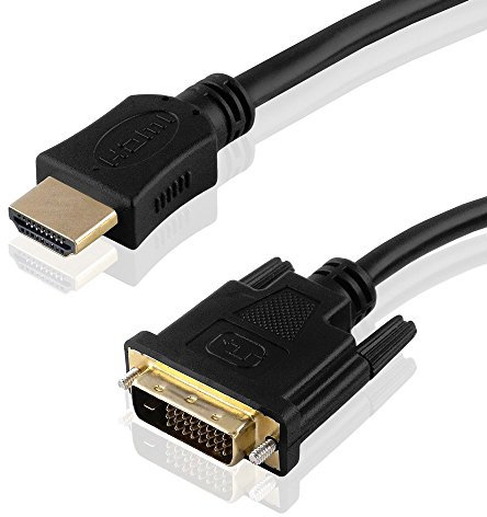 BestPlug 10 M DVI Câble HDMI, DVI-D 24 + 1 mâle vers HDMI mâle plaqué or, Convient pour HD FullHD, Noir