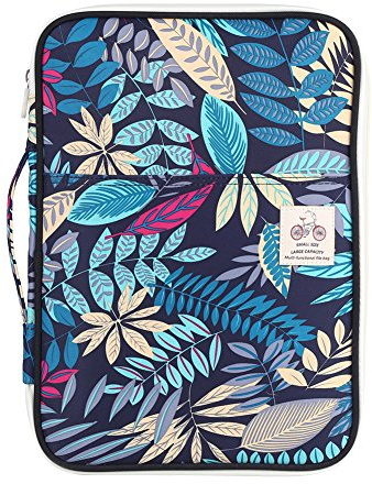 Sacoche Multifonctionnelle A4 Imperméable en Oxford Tissu Porte Documents Certificats Bleu Marine