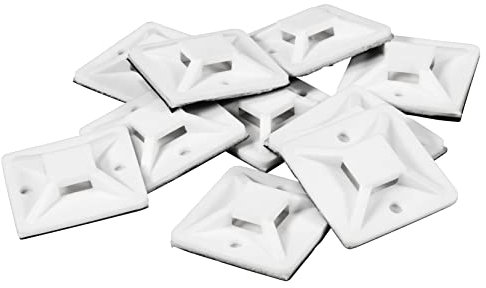 MC Power - Kabelsockel für Kabelbinder | 30x30x6 mm | Selbstklebend, 10er-Pack, starke Haftkraft, zur sicheren Kabelbefestigung an Wänden, Möbeln