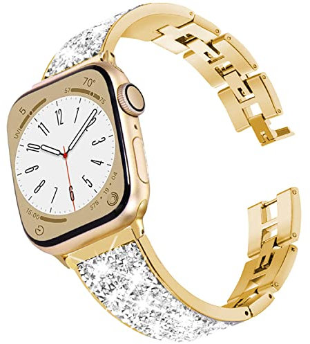 DEALELE Compatible iWatch Band Metal Acero Inoxidable Reemplazo para Correa, si es aplicable Apple Watch Series 4/3 / 2/1, Oro, 42mm/44mm