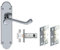 Haven Heritage 5 x Sets Shaped Epsom Design Scroll Door Handles with Hinges and Latches - Polished Chrome